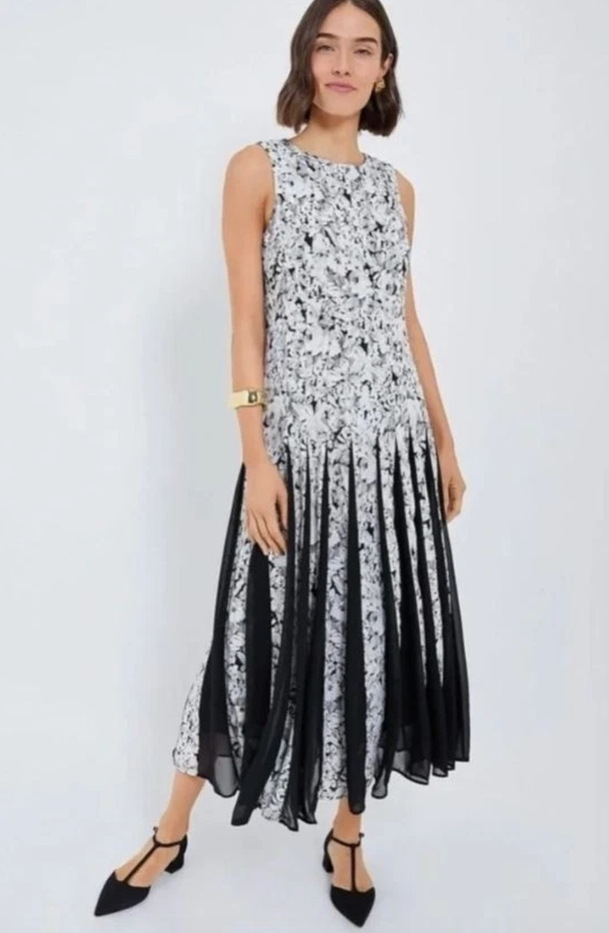 Tuckernuck Grey Midnight Garden Floral Sleeveless Midi Dress Sz 4 NWT